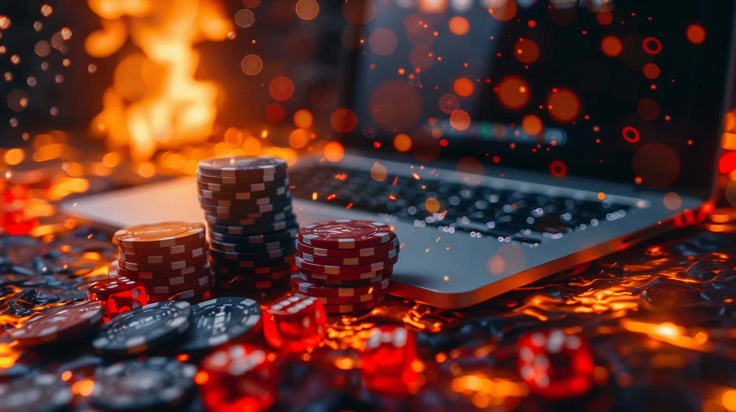 Tampilan meja kasino digital dengan nuansa permainan kartu